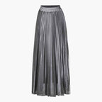 Victoria | Elegant Pleated Gold Maxi Skirt for Women - Lumina