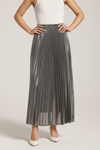 Victoria | Elegant Pleated Gold Maxi Skirt for Women - Lumina