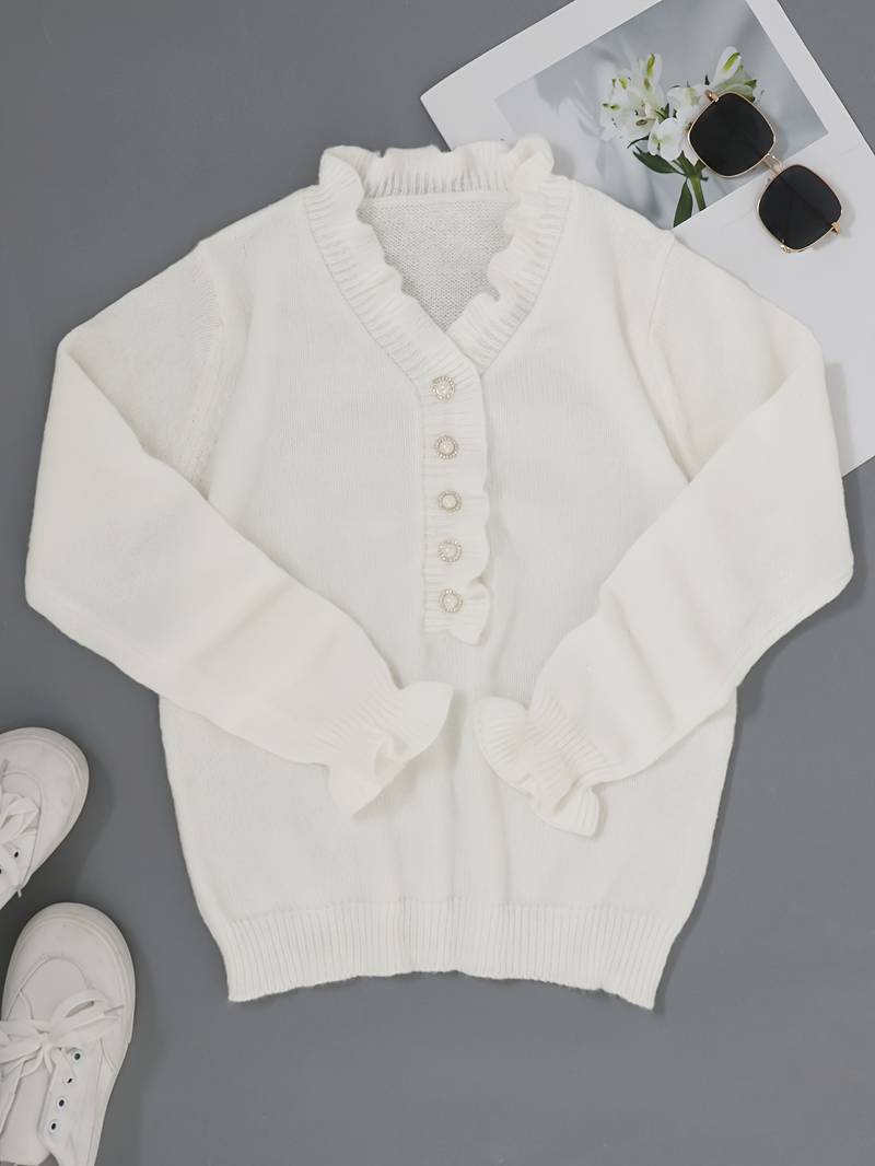 Victoria | Elegant Ruffle Design Blouse with Decorative Buttons - Lumina