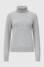 Victoria | Elegant Slim Fit Gray Turtleneck Sweater with Velvety Texture - Lumina