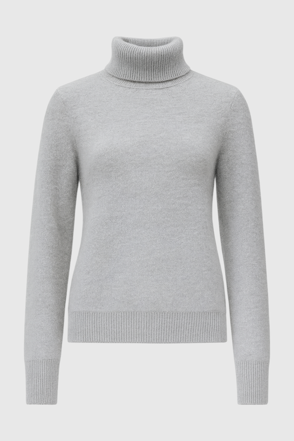 Victoria | Elegant Slim Fit Gray Turtleneck Sweater with Velvety Texture - Lumina