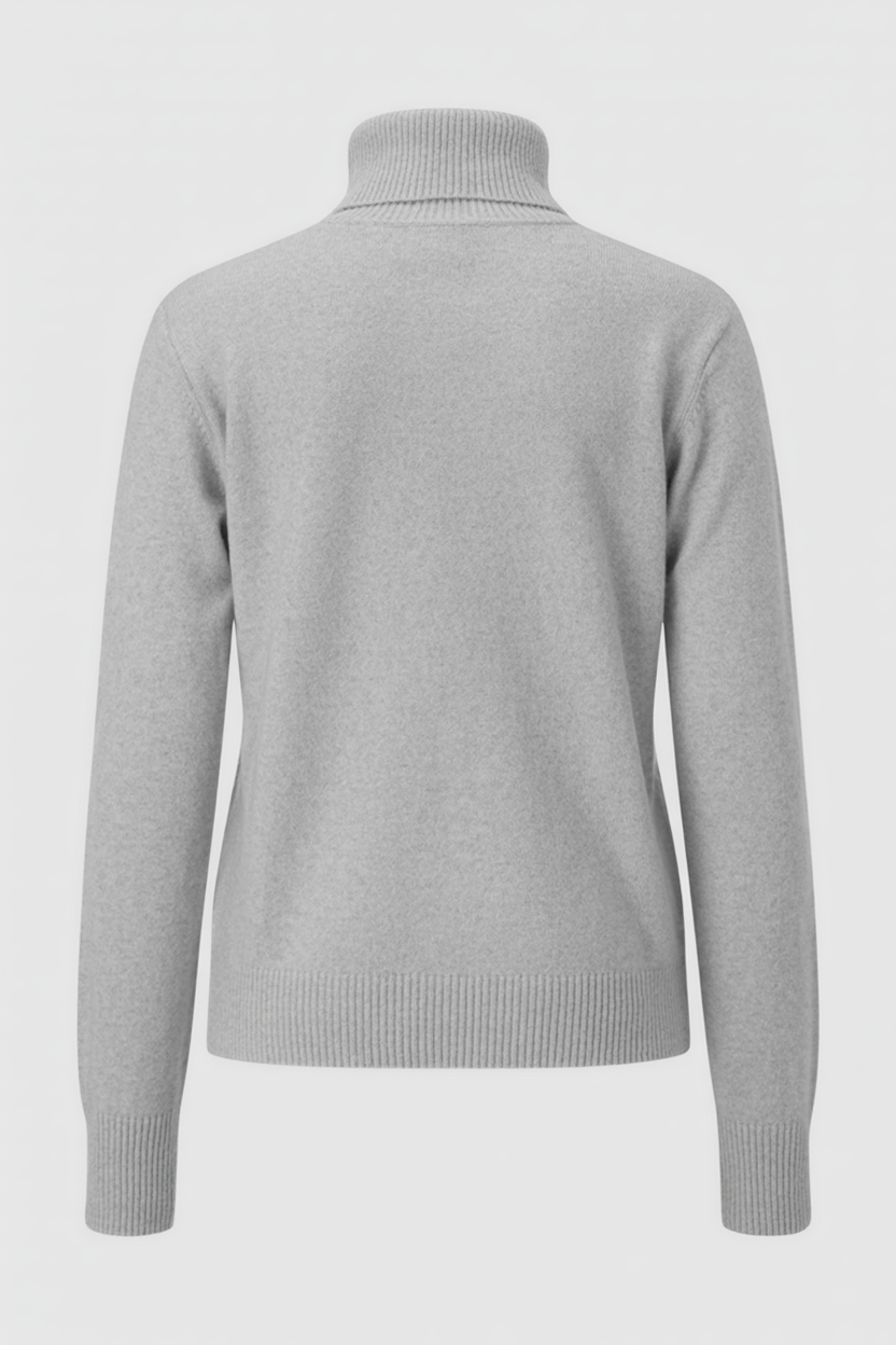 Victoria | Elegant Slim Fit Gray Turtleneck Sweater with Velvety Texture - Lumina