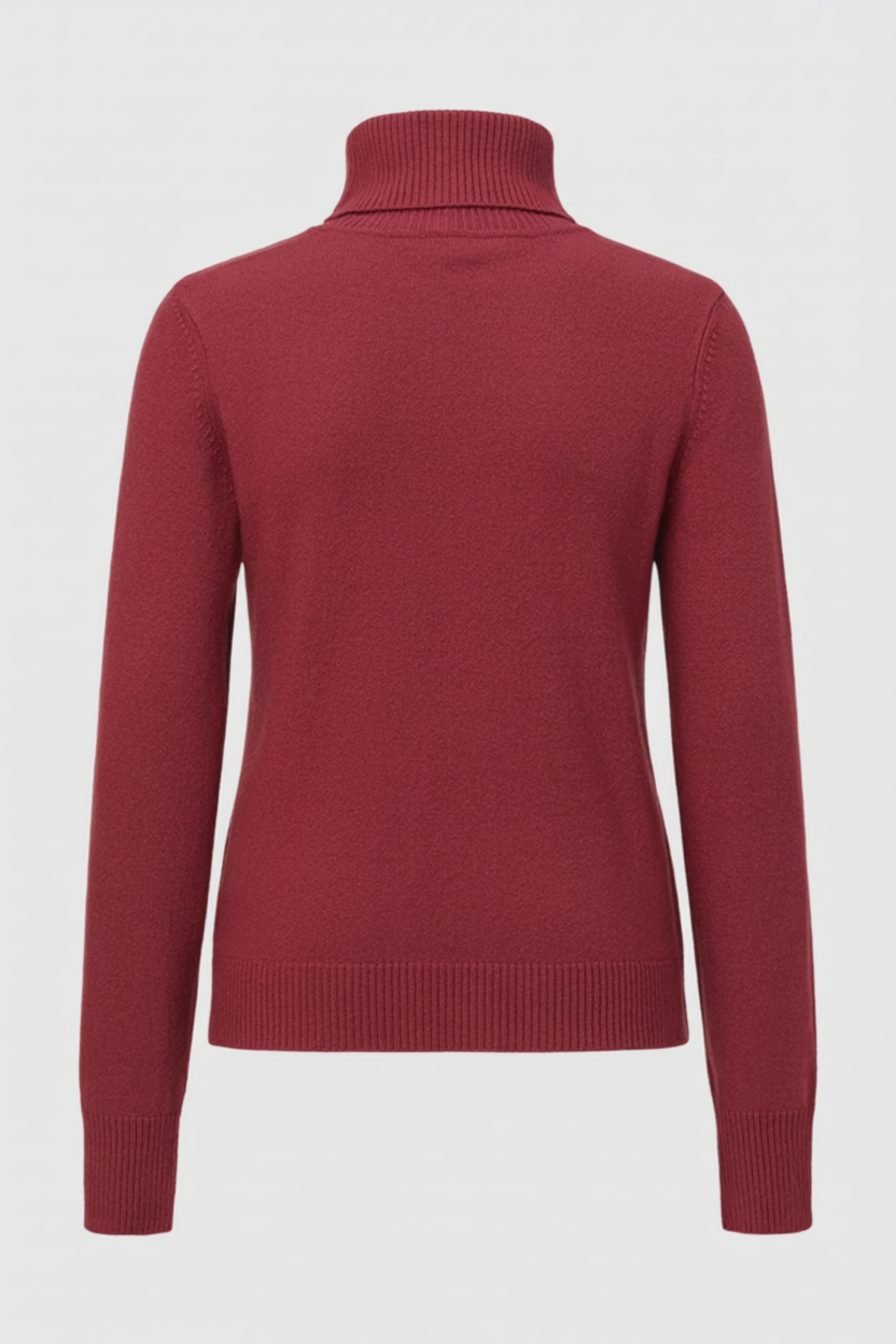 Victoria | Elegant Slim Fit Turtleneck Sweater in Burgundy - Lumina