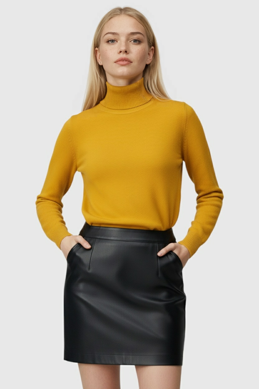 Victoria | Elegant Slim Fit Turtleneck Sweater in Grey - Lumina