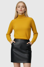 Victoria | Elegant Slim Fit Turtleneck Sweater in Grey - Lumina