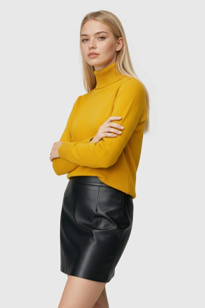 Victoria | Elegant Slim Fit Turtleneck Sweater in Grey - Lumina