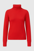 Victoria | Elegant Slim Red Turtleneck Sweater with Velvety Finish - Lumina