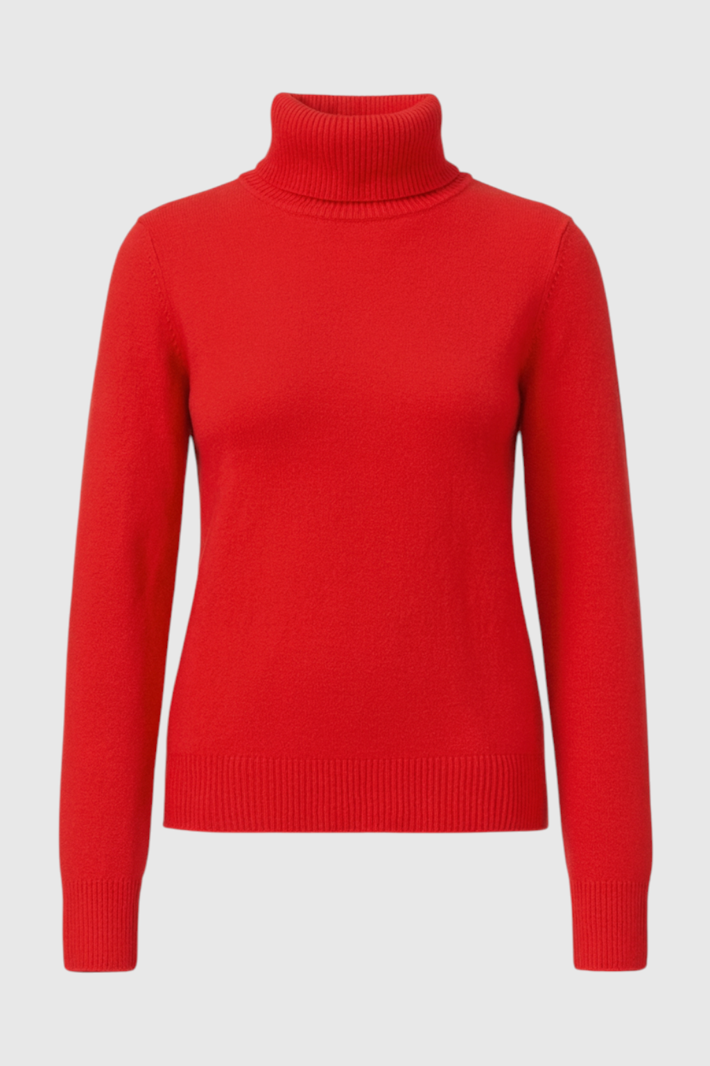 Victoria | Elegant Slim Red Turtleneck Sweater with Velvety Finish - Lumina