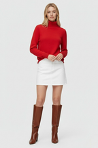 Victoria | Elegant Slim Red Turtleneck Sweater with Velvety Finish - Lumina