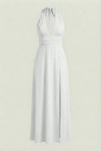 Victoria | Elegant White Backless Summer Dress with Flattering Silhouette - Lumina