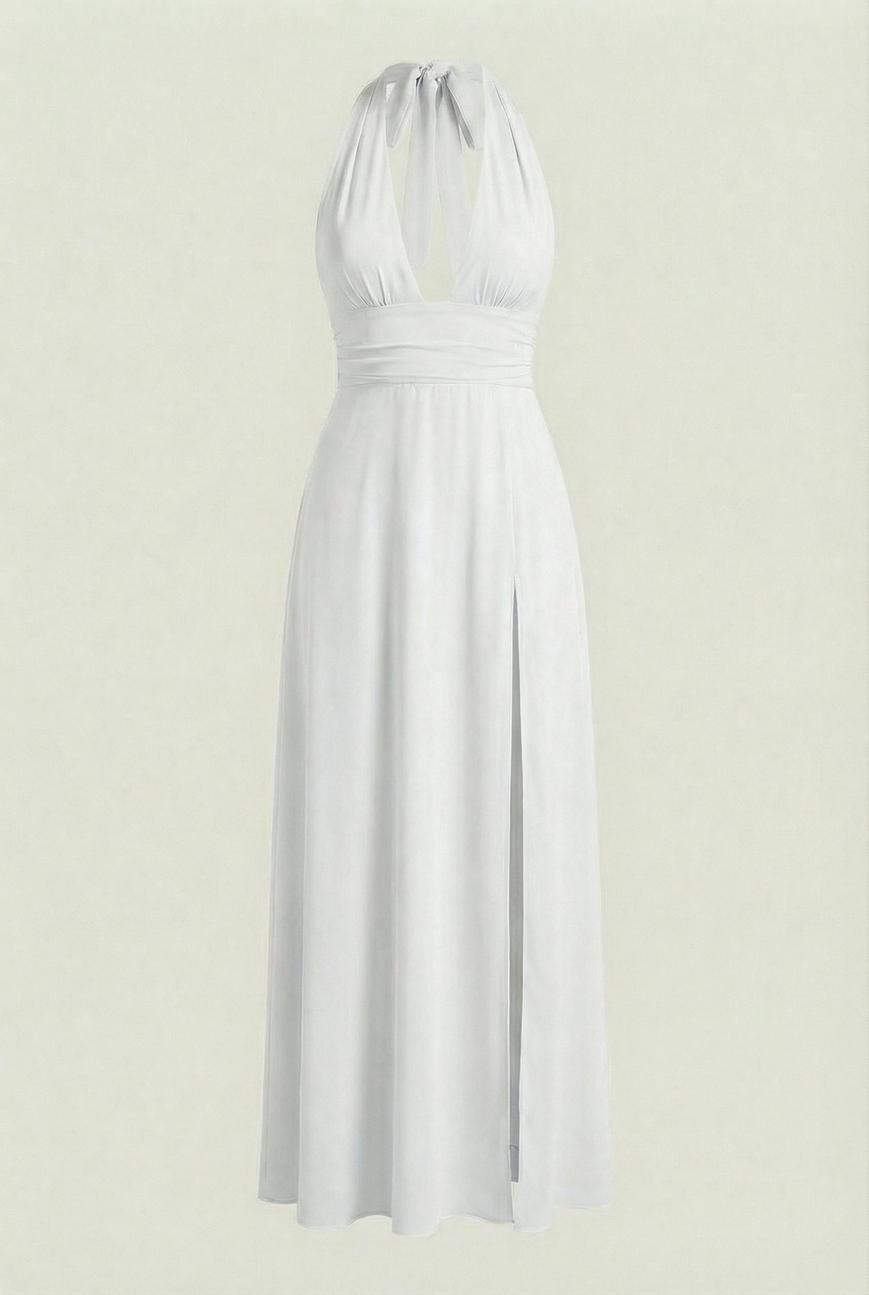 Victoria | Elegant White Backless Summer Dress with Flattering Silhouette - Lumina