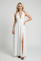 Victoria | Elegant White Backless Summer Dress with Flattering Silhouette - Lumina