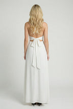 Victoria | Elegant White Backless Summer Dress with Flattering Silhouette - Lumina