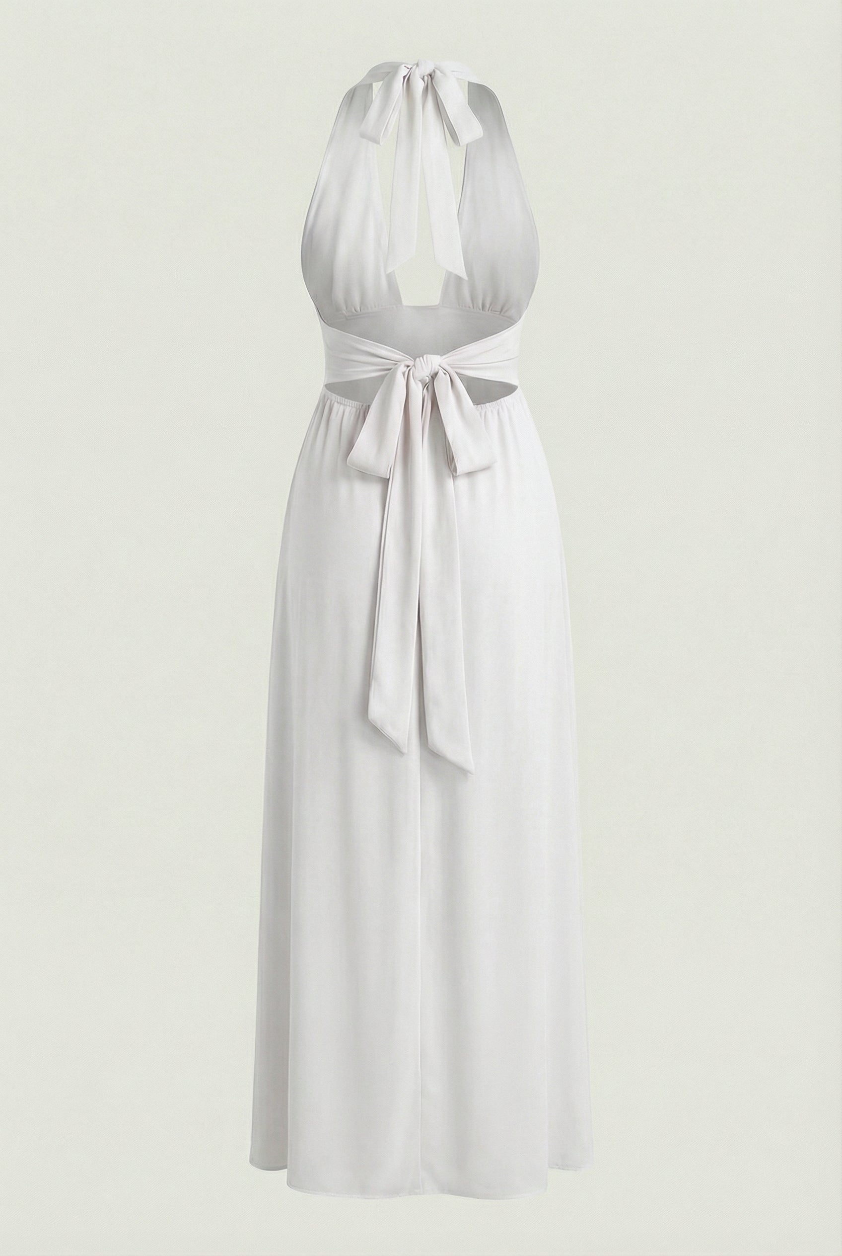 Victoria | Elegant White Backless Summer Dress with Flattering Silhouette - Lumina