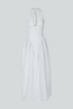 Victoria | Elegant White Midi Dress with Tailored Fit - Lumina