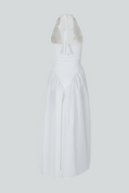 Victoria | Elegant White Midi Dress with Tailored Fit - Lumina