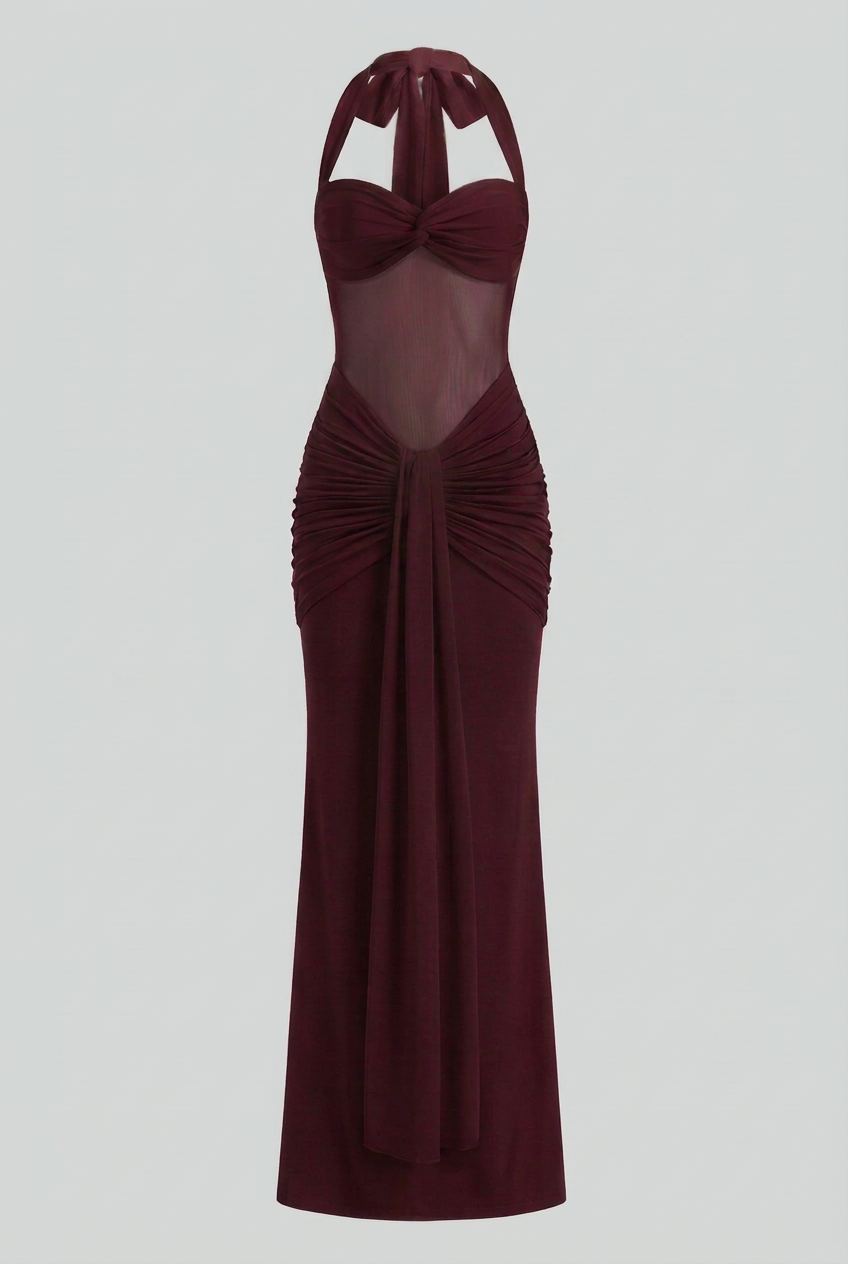 Victoria | Elegant Wine Red Cocktail Dress with Flattering Silhouette - Lumina
