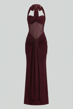 Victoria | Elegant Wine Red Cocktail Dress with Flattering Silhouette - Lumina