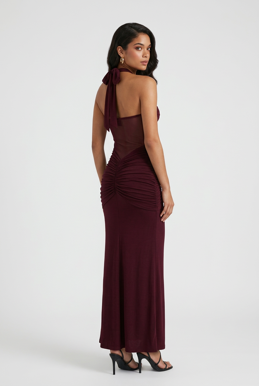 Victoria | Elegant Wine Red Cocktail Dress with Flattering Silhouette - Lumina
