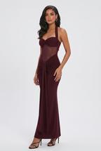 Victoria | Elegant Wine Red Cocktail Dress with Flattering Silhouette - Lumina