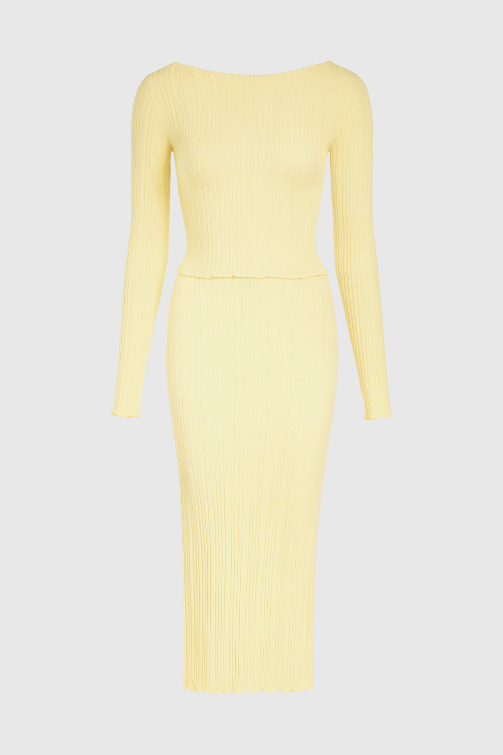 Victoria | Elegant Yellow Knitted Maxi Skirt Set with Slim Fit - Lumina