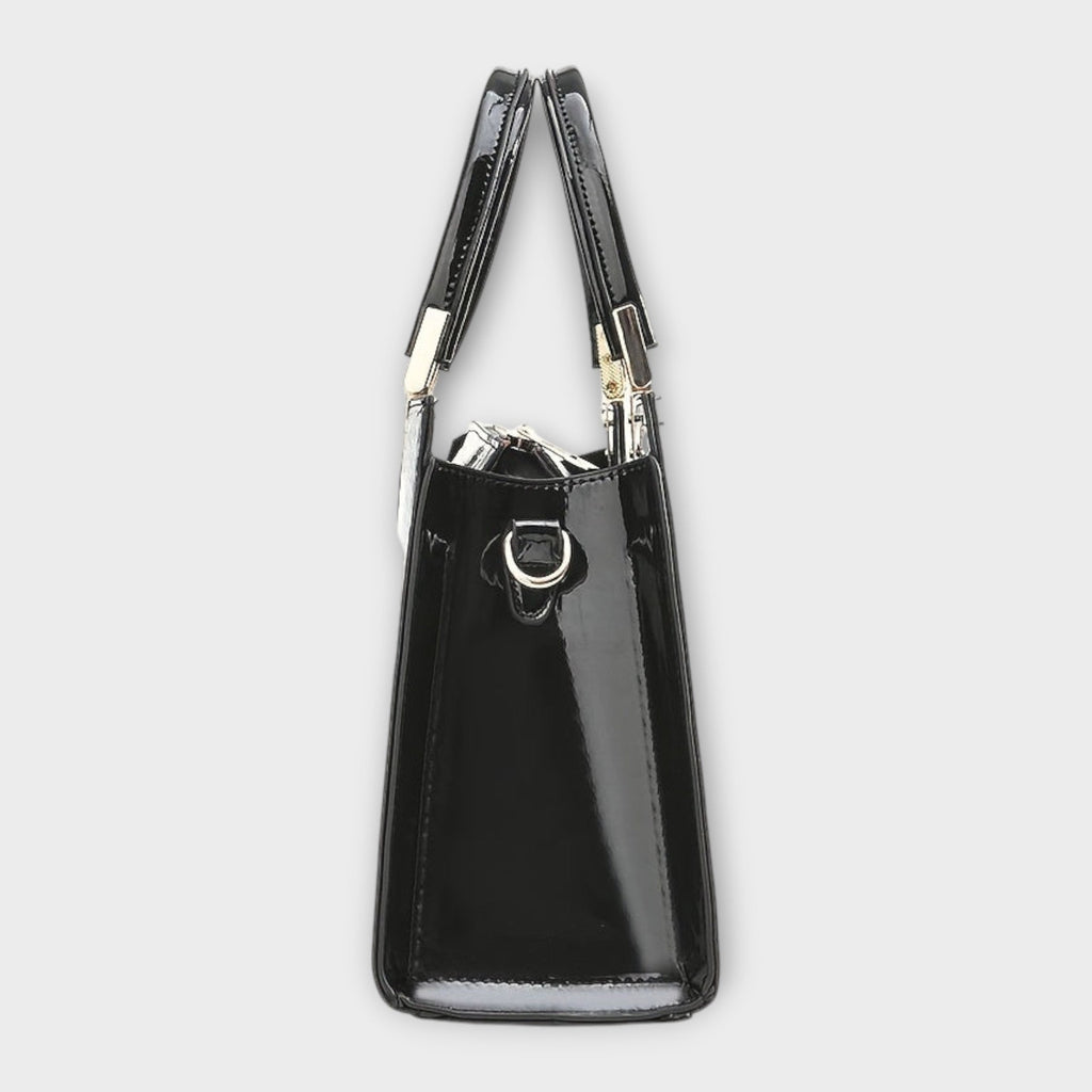 Victoria | Glossy Crocodile Pattern Handbag with Structured Design - Lumina