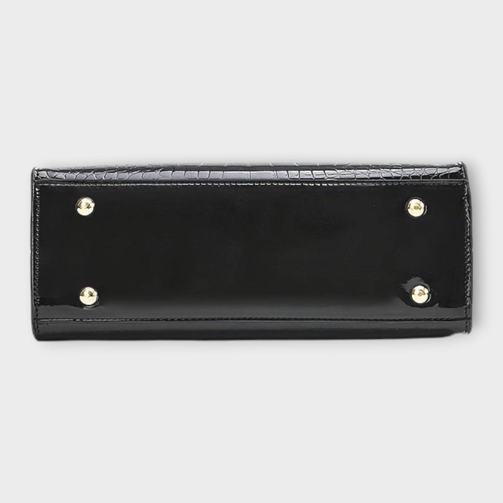 Victoria | Glossy Crocodile Pattern Handbag with Structured Design - Lumina