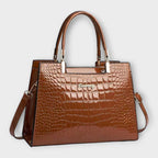 Victoria | Glossy Crocodile Pattern Handbag with Structured Design - Lumina