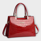 Victoria | Glossy Crocodile Pattern Handbag with Structured Design - Lumina