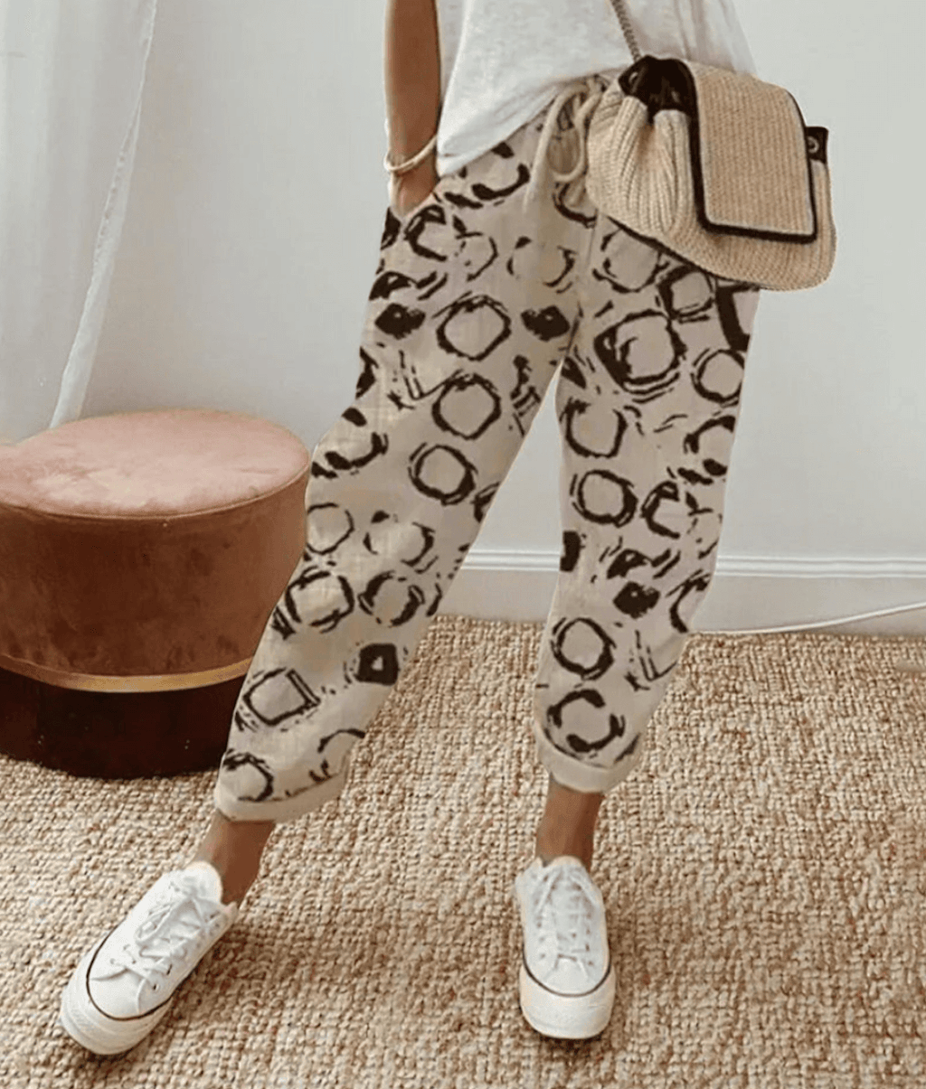 Victoria | Lightweight Beige Casual Trousers with Relaxed Fit - Lumina