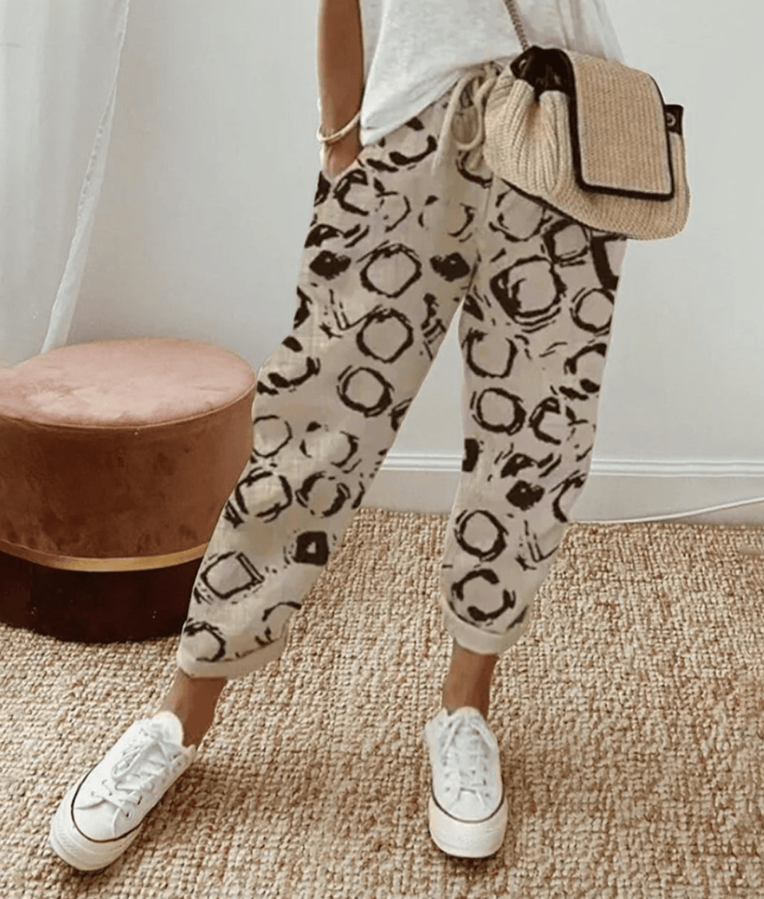 Victoria | Lightweight Beige Casual Trousers with Relaxed Fit - Lumina
