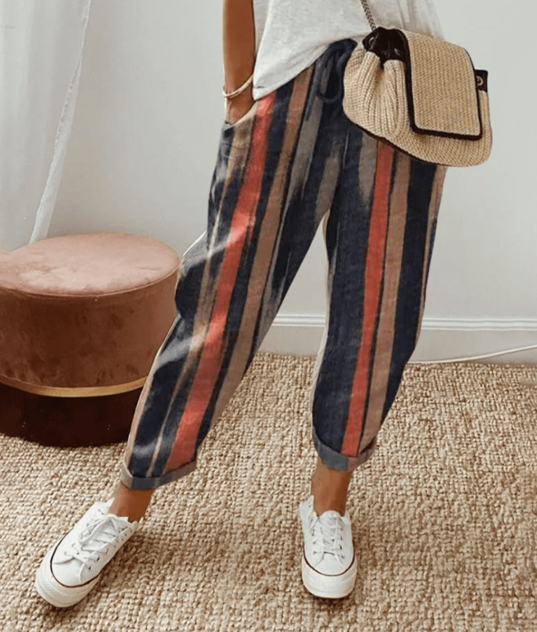 Victoria | Lightweight Beige Casual Trousers with Relaxed Fit - Lumina