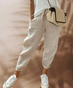 Victoria | Lightweight Black Casual Pants with Elastic Waist - Lumina