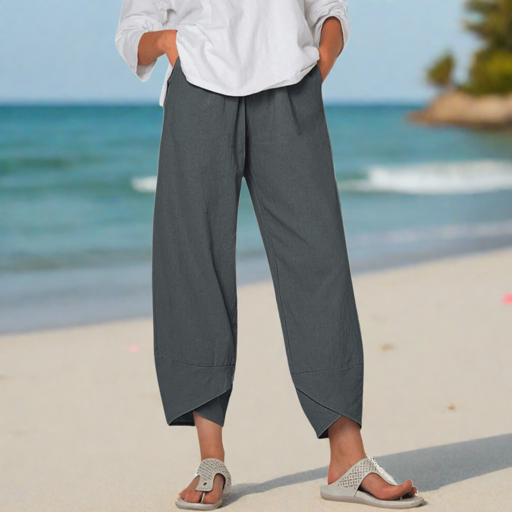 Victoria | Lightweight Relaxed Fit White Trousers - Lumina