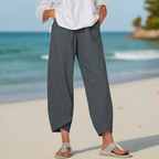 Victoria | Lightweight Relaxed Fit White Trousers - Lumina