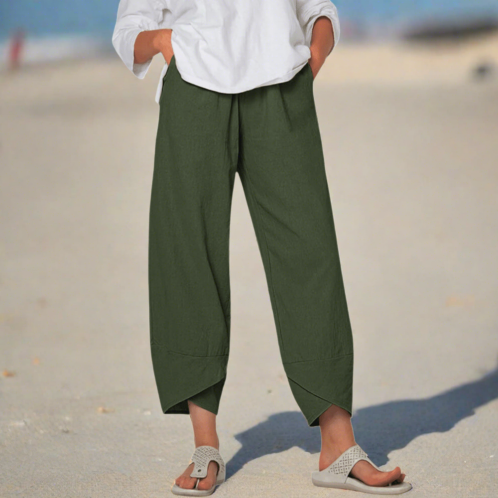 Victoria | Lightweight Relaxed Fit White Trousers - Lumina