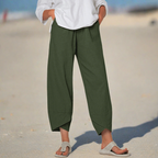 Victoria | Lightweight Relaxed Fit White Trousers - Lumina