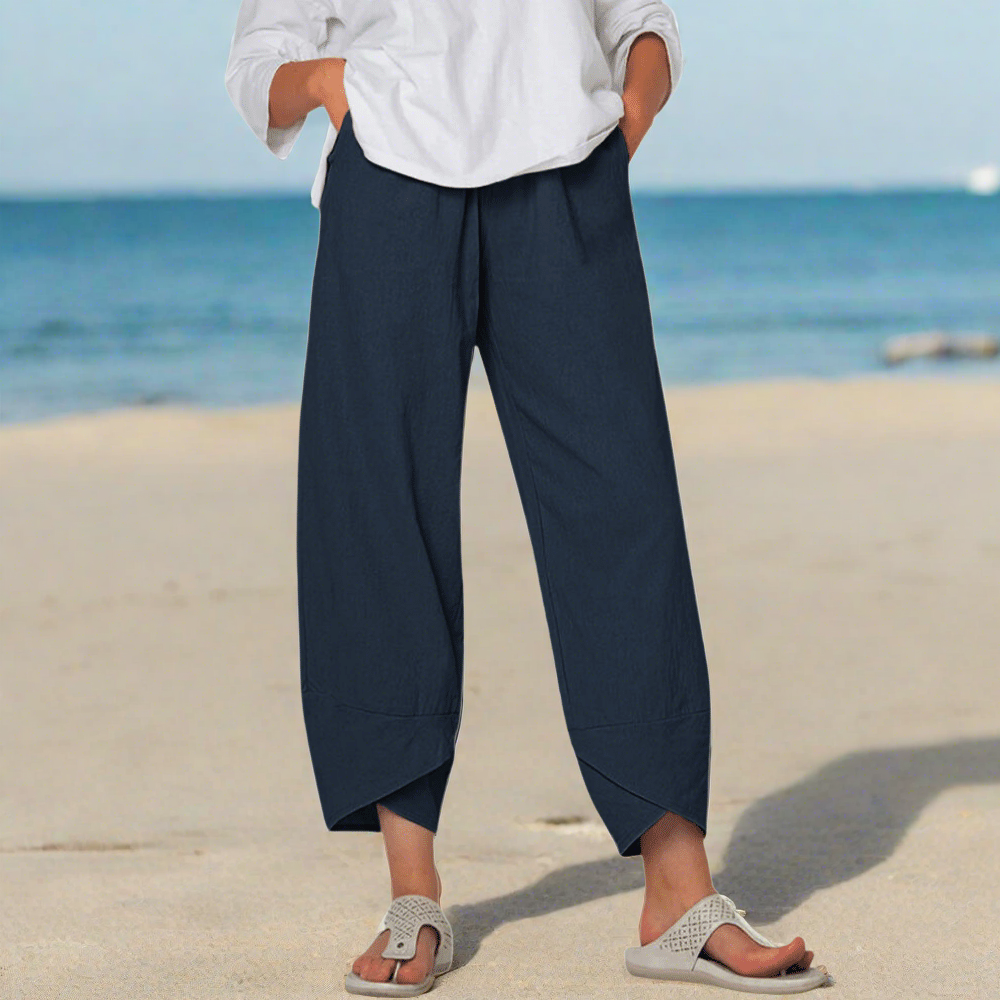 Victoria | Lightweight Relaxed Fit White Trousers - Lumina