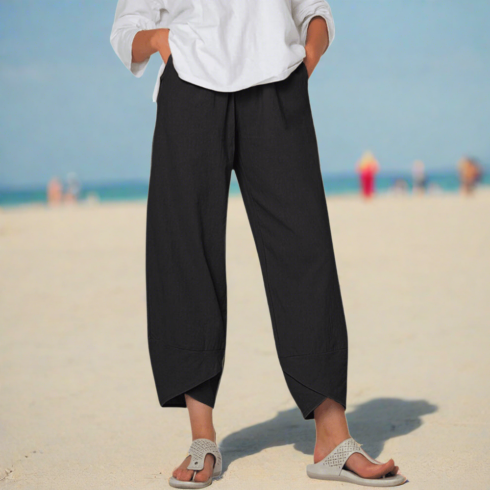 Victoria | Lightweight Relaxed Fit White Trousers - Lumina
