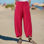 Victoria | Lightweight Relaxed Fit White Trousers - Lumina