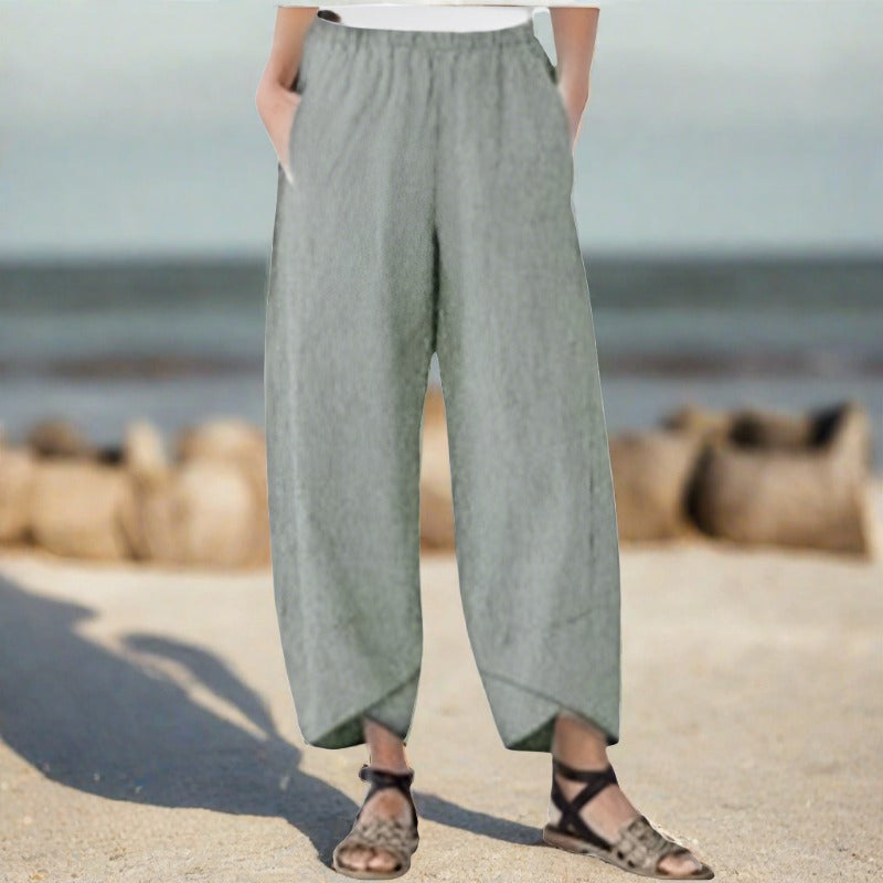 Victoria | Lightweight Relaxed Fit White Trousers - Lumina