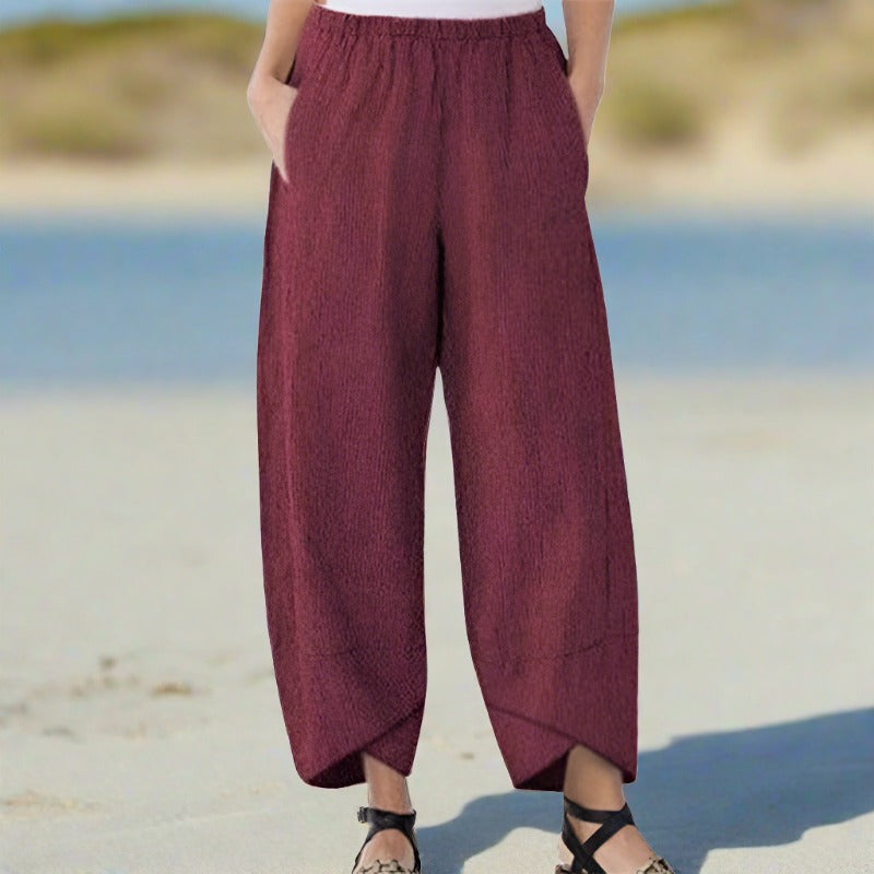 Victoria | Lightweight Relaxed Fit White Trousers - Lumina