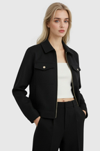 Victoria | Modern Cropped Jacket with Pockets - Lumina