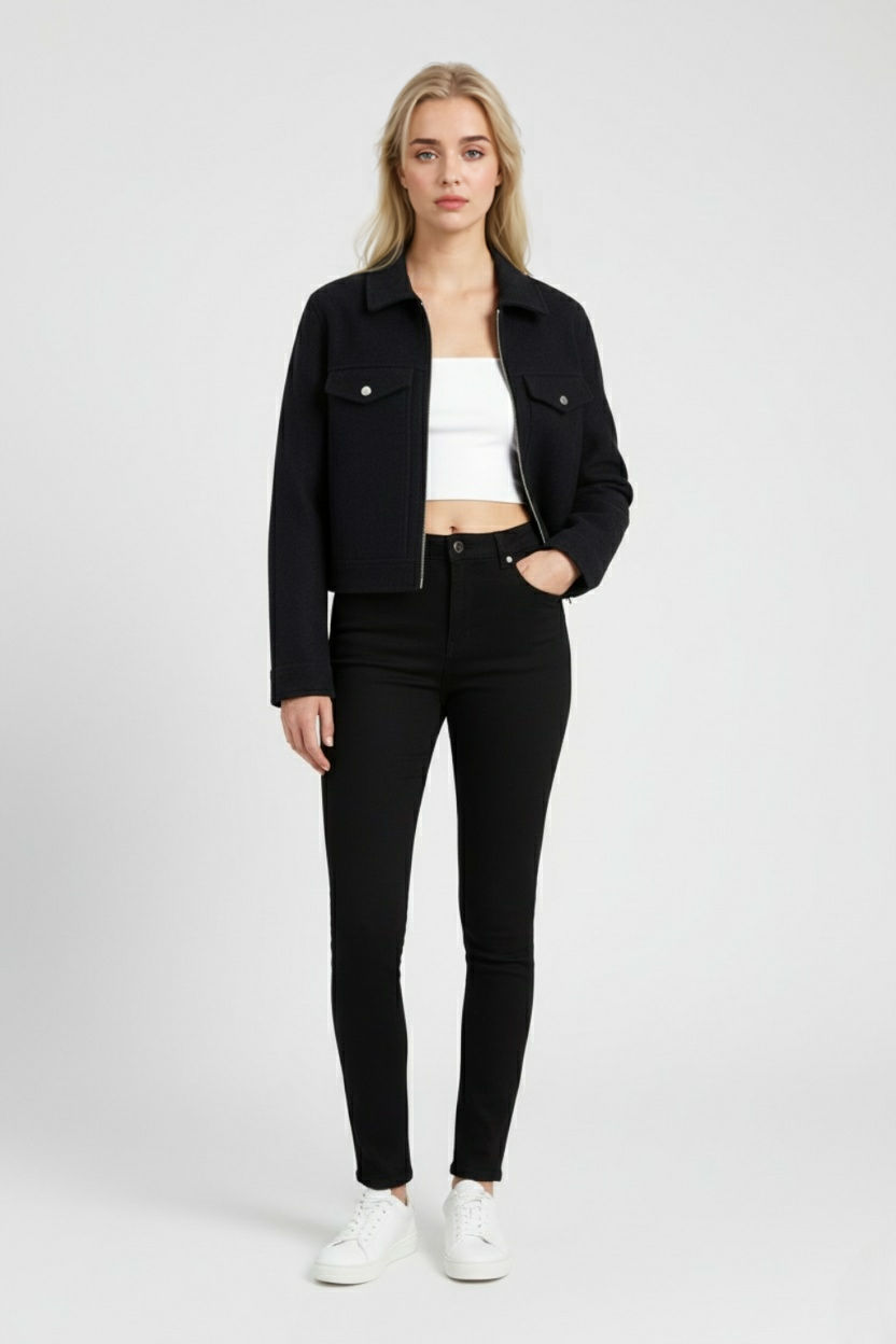 Victoria | Modern Cropped Jacket with Pockets - Lumina