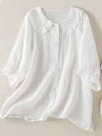 Victoria | Relaxed Fit Ruffle Collar Top for Effortless Summer Style - Lumina