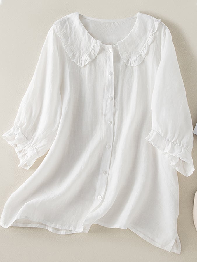 Victoria | Relaxed Fit Ruffle Collar Top for Effortless Summer Style - Lumina