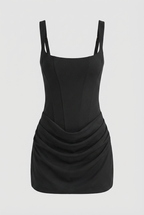 Victoria | Sculpted Black Mini Dress with Hourglass Fit - Lumina