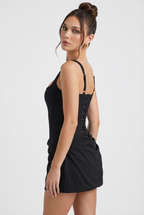 Victoria | Sculpted Black Mini Dress with Hourglass Fit - Lumina