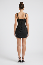 Victoria | Sculpted Black Mini Dress with Hourglass Fit - Lumina