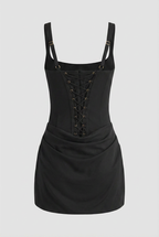 Victoria | Sculpted Black Mini Dress with Hourglass Fit - Lumina